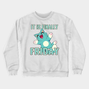 Cartoon Cat - Finally Friday Crewneck Sweatshirt